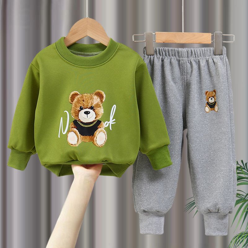 New Boys And Girls Suits Children's Spring And Autumn Style Sweatshirt Two Piece Suit Korean Style Handsome Middle And Large Children's Clothes Trend_viptrois.com