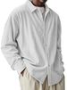 Men's Cross-border European Corduroy Shirt Loose Trend Long Sleeve Solid Color Lapel Simple Casual_viptrois.com