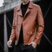 Men's Slim Biker PU Leather Jacket Lapel Suit Jacket_viptrois.com