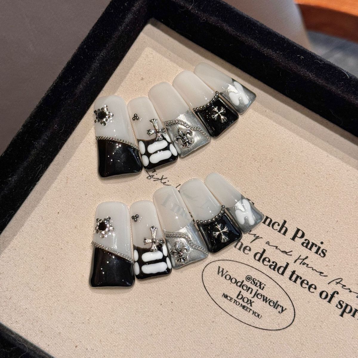 Beauty & Health Hand Painted Gothic Dark Cyberpunk High End Hand Made Nail Art_viptrois.com