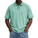 Men's Vintage Washed Cotton Short Sleeve Polo Shirt – Casual Button-Up Shirt In Retro Colors_viptrois.com