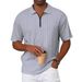 Men's Clothing Retro Loose Texture Knitted Polo Shirt Summer Retro Lapel T Shirt Breathable Zipper Short Sleeve_viptrois.com