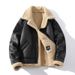 Men's Clothing Large Size Plus Velvet Thickened Fur Integrated Lapel Jacket Coat_viptrois.com