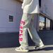 Washed Yellow Mud Embroidered Jeans American Hip-Hop Men's Trendy Brand Micro Flared Loose Straight Leg Pants_viptrois.com