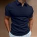 Summer New Polo Shirt V-neck Striped High Stretch Short Sleeved Men's T-shirt_viptrois.com