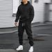 Men's Clothing Spring And Autumn Casual Sports Suit Solid Color Hoodie And Waist Pants_viptrois.com