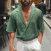 Men's Casual Knitted Sweater Hollow Breathable Short Sleeved Lapel Fashion Men_viptrois.com
