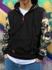 Men's Camo Color Block Zip-Up Hoodie With Kangaroo Pocket – Lightweight Fleece Lining, Relaxed Fit For Casual & Outdoor Wear (S-XXXL)_viptrois.com