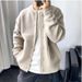 Crew Neck Cardigan Men's Spring And Autumn Hong Kong Style Knitted Sweater Crew Neck Jacket Simple Loose Thickened Sweater Jacket_viptrois.com