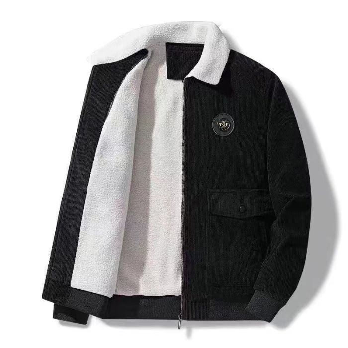 Men's Clothing Jacket Men's Loose Tops New Winter Velvet Thick Warm Cotton Jacket_viptrois.com