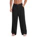 Men's Clothing Solid Color Men's Loose Cotton And Linen New Chinese Style Casual Trousers Trousers_viptrois.com