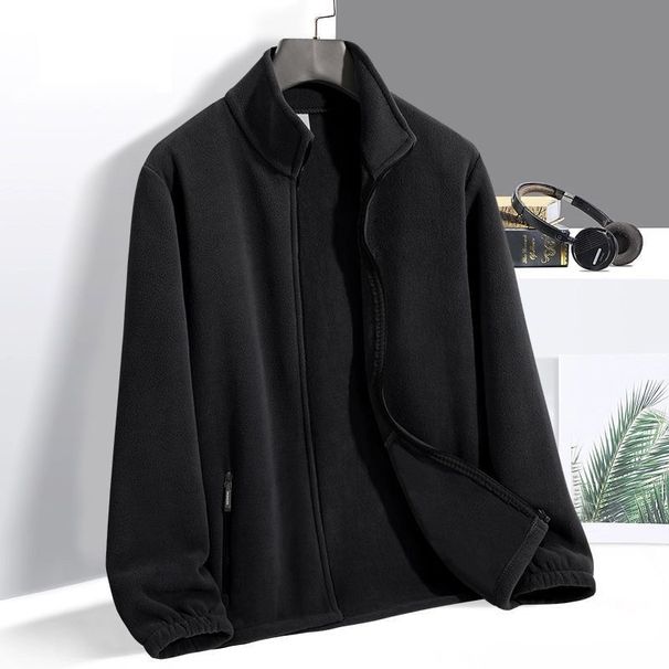 New Jacket Thickened Men's Autumn And Winter Coat Fleece Fleece Casual Stand-up Collar Fleece Warm Cardigan_viptrois.com