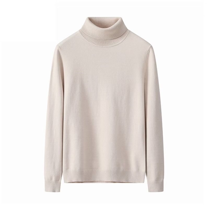 High Neck Warm Sweater For Men, Solid Color Slim Fit Pullover Sweater For Teenagers, Knitted Sweater_viptrois.com
