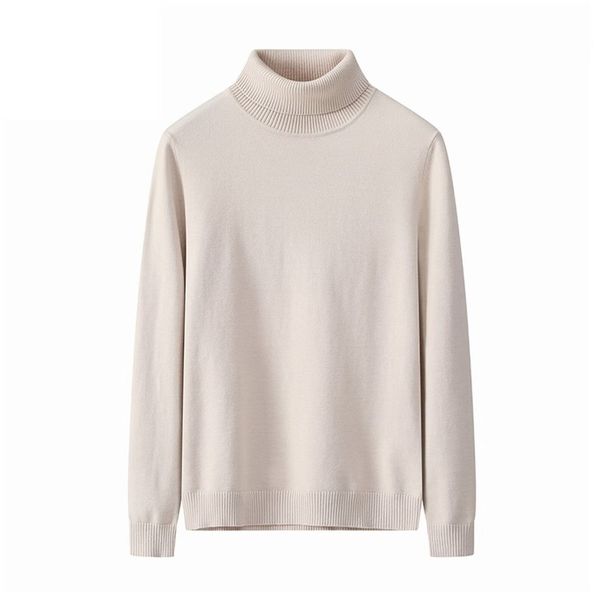 High Neck Warm Sweater For Men, Solid Color Slim Fit Pullover Sweater For Teenagers, Knitted Sweater_viptrois.com