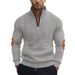 Men's Clothing Solid Color Corduroy Sweatshirt With Stand Up Collar And Half Zip Casual Long Sleeved Autumn Winter New Arrivals_viptrois.com