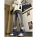 Men's Clothing High Street Gradient Wide Leg Jeans Washed Loose Straight High End Casual Contrast Trousers_viptrois.com