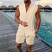 Men's Summer Sleeveless Vest & Shorts Set – Breathable Polyester Casual Outfit (Light Blue/White/Black/Apricot, S-XXL, Loose Fit, Unisex Style)_viptrois.com