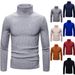 Men's Slim Fit High Neck Sweater – Korean Style Stretch Knit Pullover For Autumn & Winter (M-XXXL) – Breathable Polyester Blend Casual Turtleneck_viptrois.com