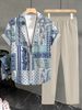 Men's Clothing Beaches And Vacations Printed Shirts And Casual Pants_viptrois.com