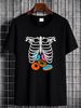 Skeleton Donuts Rib Cage Funny Halloween Costume Cosplay T-Shirt Slightly Soft Unisex Women Top Graphic Tees Women Fashion Stretched Print Round Neck Short Sleeve Casual Summer Comfortable Breathable Designer Clothes Stylish Versatile Female_viptrois.com