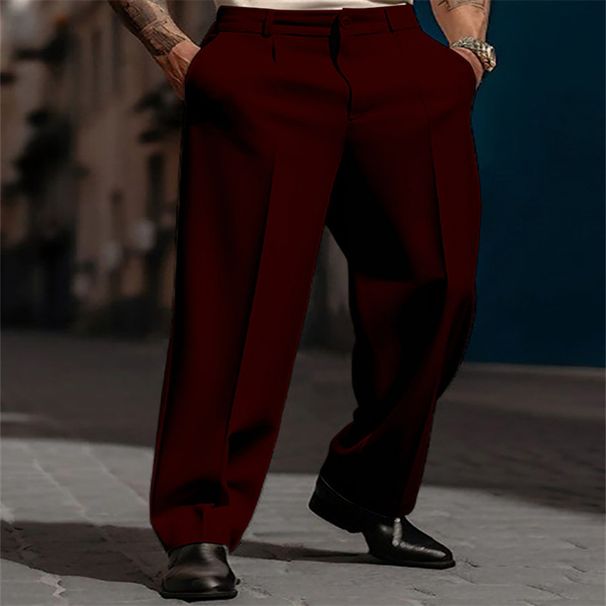 2025 Men's Formal Slant Pocket Straight Solid Color Breathable Outdoor Daily Outing Fashion Trousers_viptrois.com