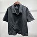 Men's Summer Style Irregular Diagonal Placket Short Sleeve Shirt Loose Fit Versatile Casual Suit Trendy Clothing_viptrois.com
