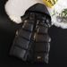 Men's Black & Gold Puffer Vest – Thickened Winter Sleeveless Jacket, Oversized Hooded Coat For Cold Weather (M-5XL, Black/Brown)_viptrois.com