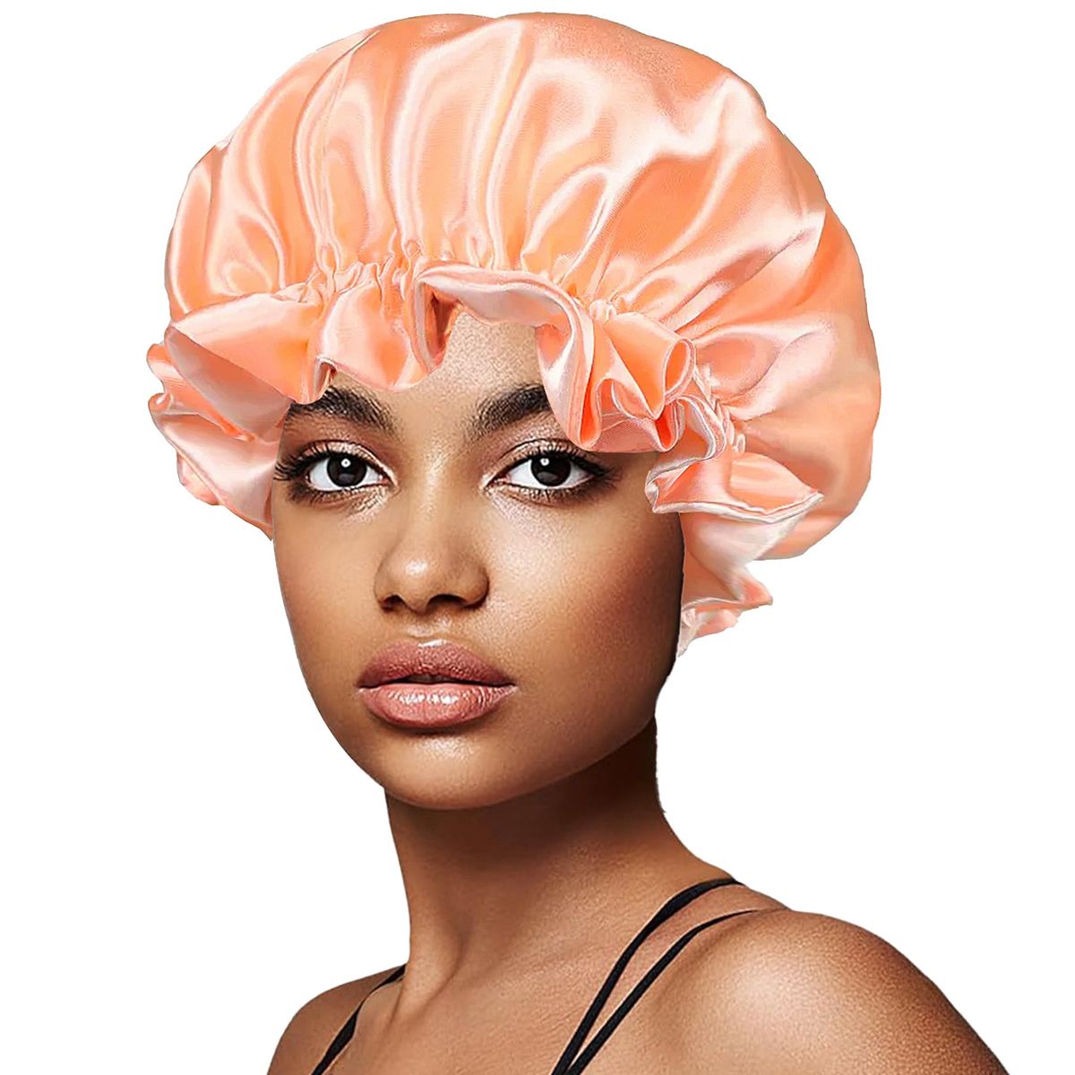 Cross Border New Satin Sleeping Cap Double Layer Double Sided Versatile Hair Care Cap Fashionable Elastic Extra Large Shower Cap Wholesale_viptrois.com