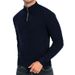 Men’s Semi-Turtleneck Knit Sweater – Slim-Fit Zip-Up Pullover For Fall & Spring (Breathable Polyester, Minimalist Office-to-Casual Staple)_viptrois.com