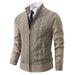 Men's Clothing Men's Fleece-Lined Stand Collar Cardigan - Winter Knit Jacket (Beige/Light Grey/Dark Grey, M-3XL)_viptrois.com