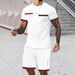Men's Clothing Fashion Trend Design Short Sleeved T Shirt Shorts Print Suit Two Piece Set_viptrois.com