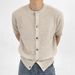 Men's Clothing Spring And Summer New Knitted Button Down Shirt Tops Breathable Casual Temperament Tops_viptrois.com