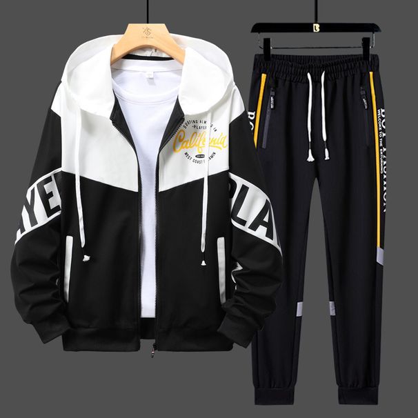 Sweatshirt Men's Two-piece Set Hooded Versatile Handsome Trendy Casual Sports Class Clothes Loose Men's Clothes Trendy Brand Suits_viptrois.com