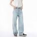 Men's Clothing Four Season Washed Light Blue All Match Straight Commuter Casual Jeans_viptrois.com