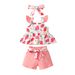 Babies' clothes summer girls' suits infants and young children flying sleeve tops shorts three-piece set baby leaves sleeveless shoulder strap suit_viptrois.com