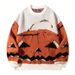 Halloween Pumpkin Sweater – Playful Jack-O'-Lantern Jacquard Pullover For Teens & Young Adults (S-XL, Cream)"_viptrois.com