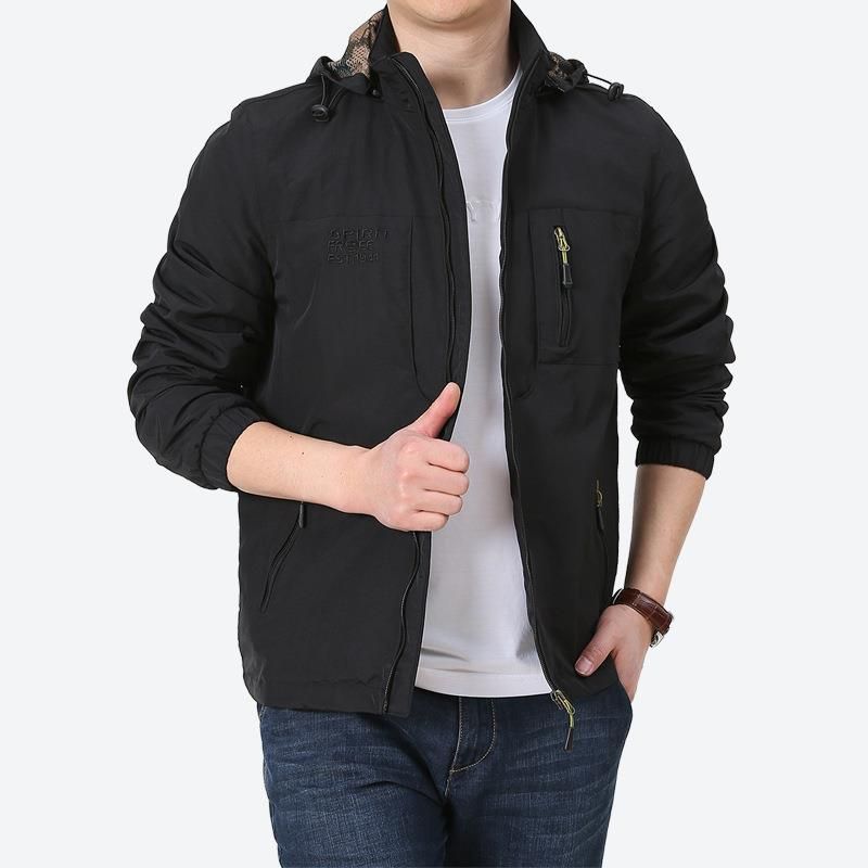 Men's Clothing Lightweight Hooded Jacket For Outdoor Sports & Casual Wear - Windproof, Durable Polyester, Multiple Colors & Sizes_viptrois.com