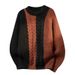 Unisex Contrast-Color Knit Sweater – Oversized Crewneck Pullover (Black & White/Coffee/Muted Grey, M-4XL, 90% Polyester Cozy Fit)_viptrois.com