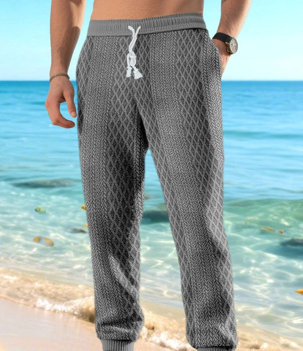 Men's Clothing European And American Men's Jacquard Fabric Trousers Casual Sports Street Fashion Brand All Match_viptrois.com