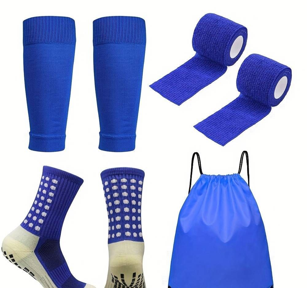 4-Pack Non-Slip Football Socks With Cushioned Sole & Anti-Slip Dots For Soccer, Yoga & Sports - Breathable Nylon Blend (Black/White/Red/Blue)_viptrois.com