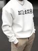 Men's Loose Casual Fashion MILANO ITALIA Letter Pattern Printed Round Neck Long Sleeved Sweatshirt Suitable For Autumn And Winter Wear_viptrois.com