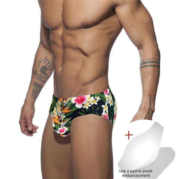 New Style Swimming Pants - Low-waist Triangle Striped Nylon Quick-drying Beach Pants, Anti-embarrassment Detachable Cup Swimming Suit_viptrois.com