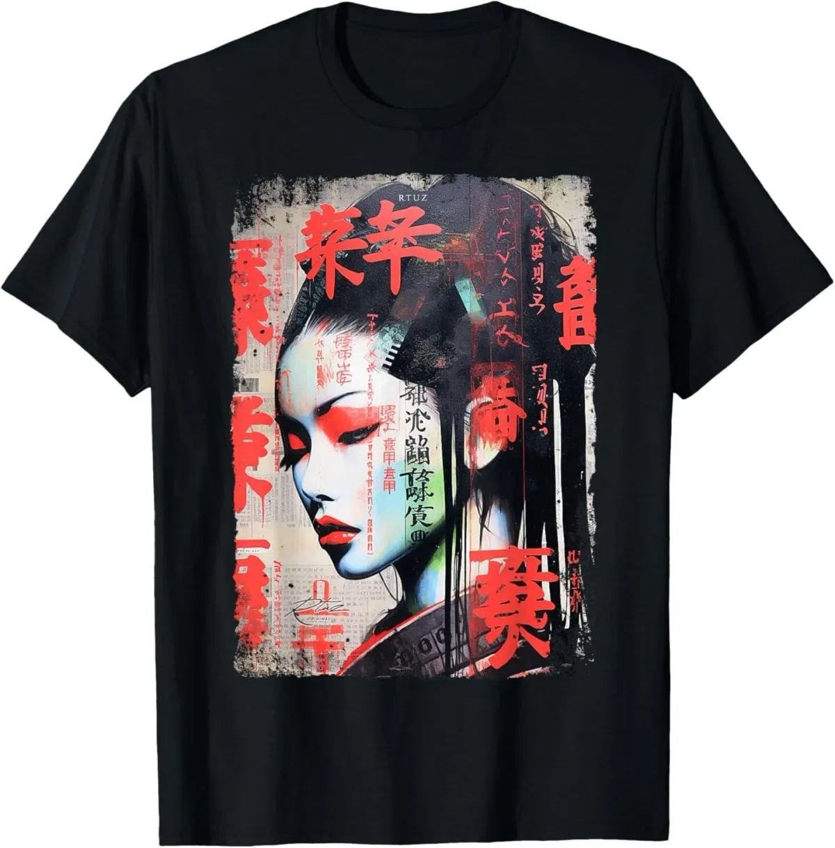 Hip Hop Y2K Vintage Hipster Edgy Urban Streetwear Geisha T-Shirt Mens Womens Tees Top_viptrois.com