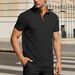 Men's Stretch Color Block Polo Shirt – Breathable Short-Sleeve Button-Down Collared Shirt For Casual & Smart Wear (White/Navy/Black, S-XXXL)_viptrois.com
