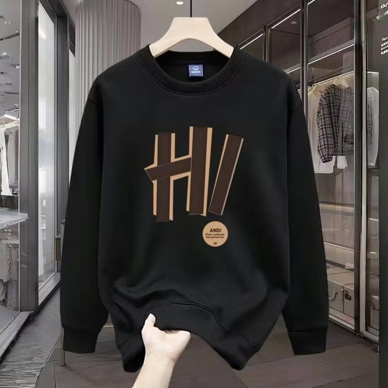 Autumn And Winter Round Neck Hoodie Versatile Men's Inner Layer Long Sleeved T-shirt Base Shirt_viptrois.com