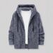 "Men's Fleece Zip-Up Hoodie - Winter Plaid Lined Jacket, Warm & Stylish, Double Patch Design, Casual Outerwear (Black/White/Grey/Blue/Apricot)"_viptrois.com