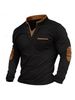 Pure Size Cross-Border European And American Style Autumn Stand Collar Long Sleeve Sweatshirt Men's Patchwork Polo Shirt Top_viptrois.com