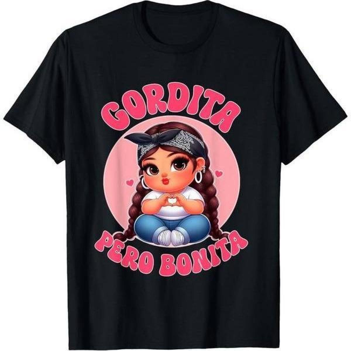 Camisetas Moda Gordita Pero Bonita Mujer Latina Chingona Chicana-Chula Camiseta Algodón - Regalo Perfecto De Navidad O_viptrois.com