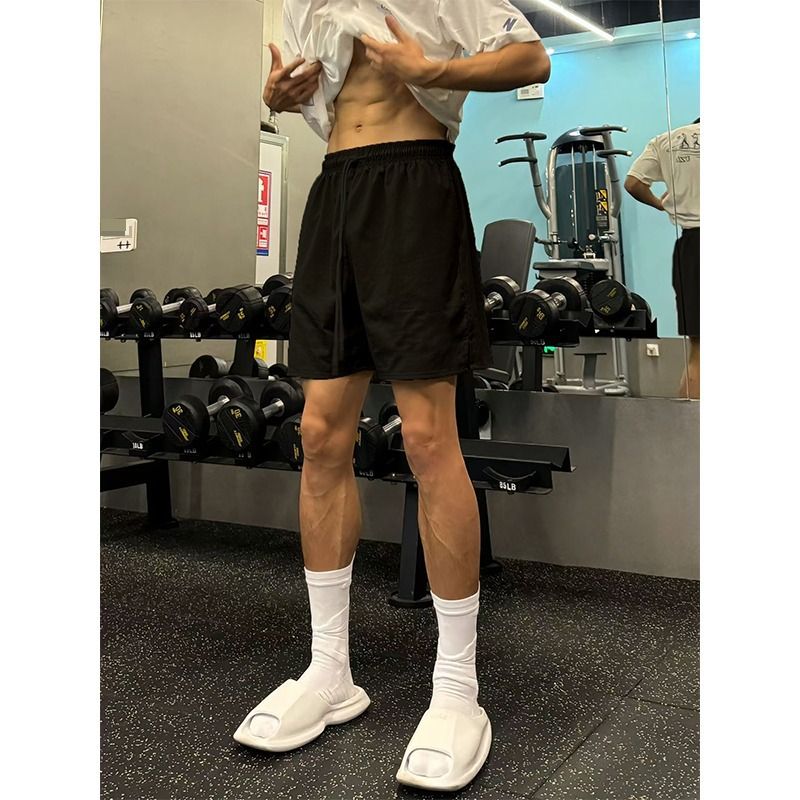 Men's Clothing Sexual Tension Wear Solid Color Shorts Men's Summer Fitness Sports Simple Pants Running Casual Four Point Pants_viptrois.com