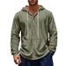 Spring And Autumn American-style Loose Men's Loose Linen Casual Simple Beach Hooded Long-sleeved Shirt Men_viptrois.com